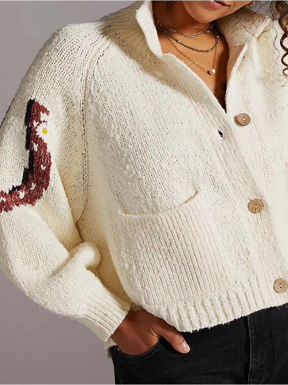 Pilcro by Anthropologie Western Horse Graphic Knit Cardigan Sweater Size MP - Picture 3 of 12